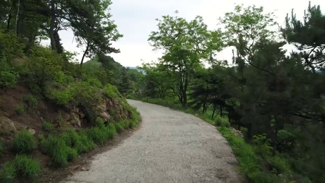 航拍森林山顶小路近景4K视频素材