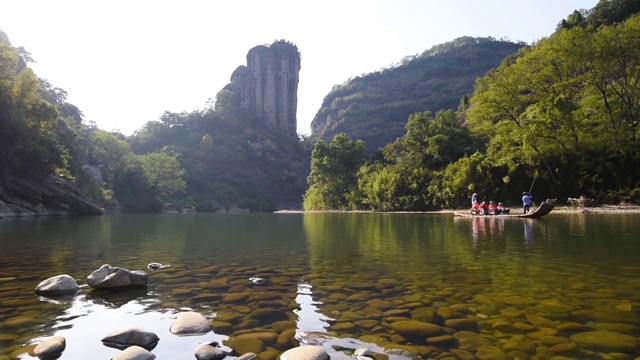 福建武夷山九曲溪玉女峰漂流 武夷山森林公园 武夷山视频素材