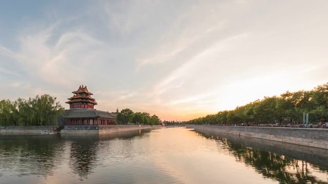 延时视频-北京故宫角楼落日视频素材