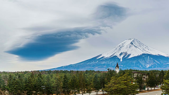 日本富士山的自然景观延时摄影视频下载