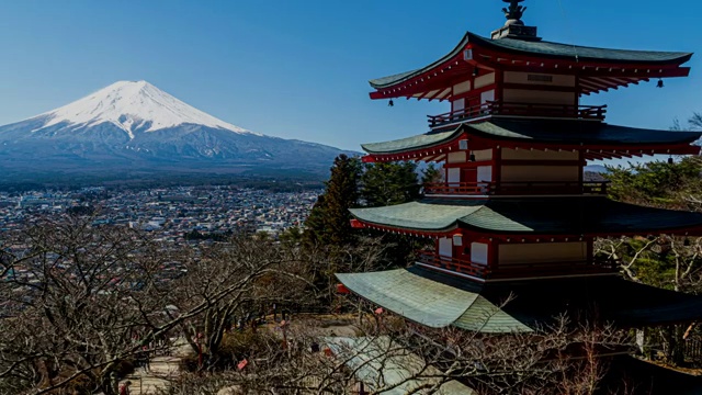 日本富士山自然景观延时摄影视频下载