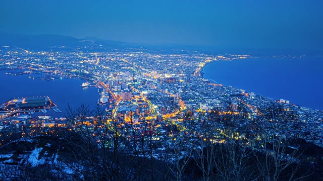 日本函馆城市夜景视频下载