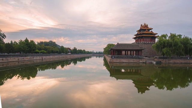 延时视频-北京故宫角楼日出朝霞视频素材