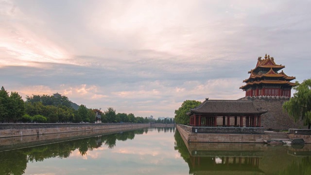 延时视频-北京故宫角楼日出朝霞视频素材