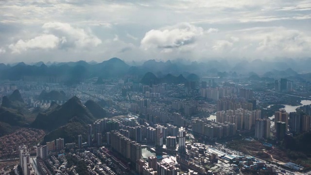 桂林市临桂区雨过天晴耶稣光4k航拍延时视频视频素材