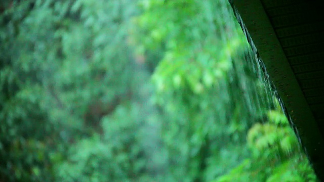 雨从屋檐落下视频素材