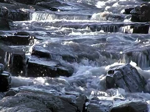 河流瀑布背景+声音。进步的框架视频素材