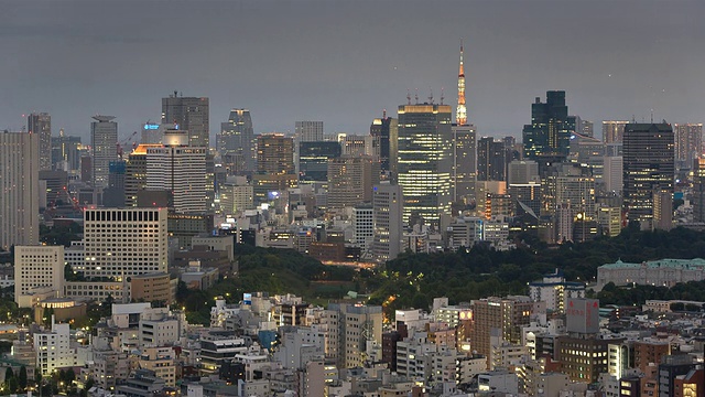 日本东京赤坂商务区和羽田机场的日夜中转视频素材