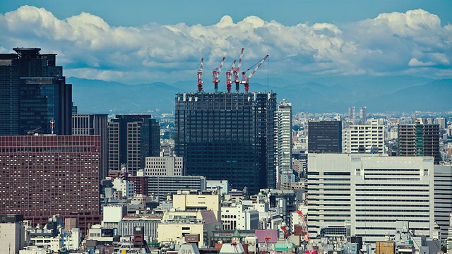 日本东京新宿商业、购物和娱乐区的WS T/L摩天大楼工地视频素材