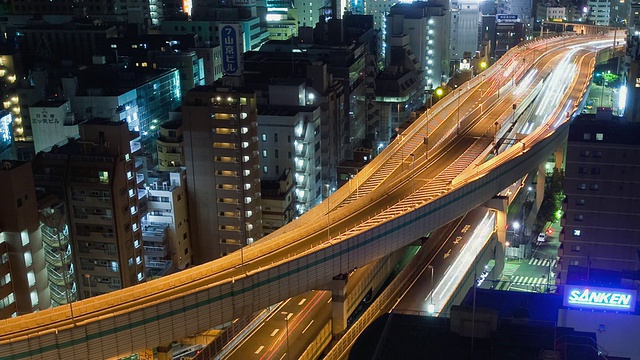 MS T/L日本东京Suitengumae地区夜间高速公路交通视图视频素材