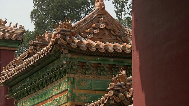 紫禁城建筑，门口和庭院，游客在背景/北京，中国视频素材