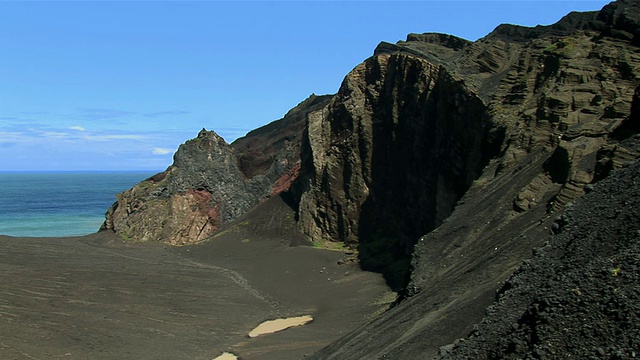 葡萄牙亚速尔群岛Faial岛Ponta dos Capelinhos 1957年火山喷发形成的新领土视频素材