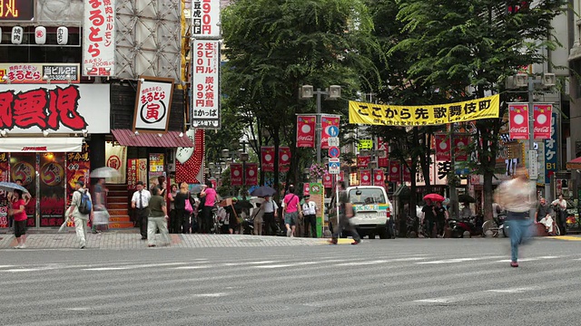 新宿车站附近的行人交通景观/东京，新宿，日本视频素材