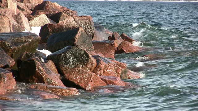 HD:海浪和岩石海岸线视频素材