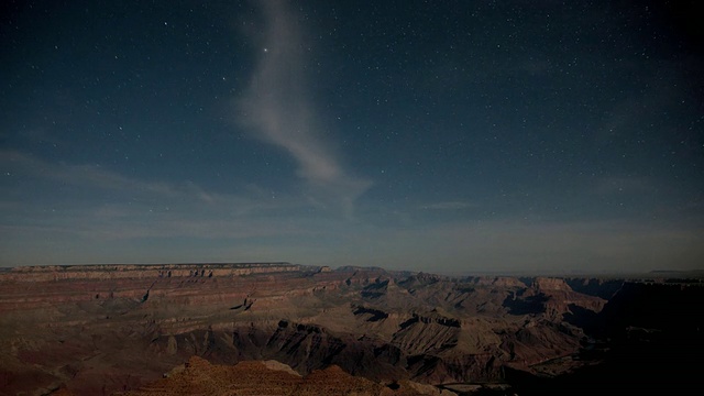 T/L WS星星和云在大峡谷上空移动，黑夜到白天/大峡谷国家公园，亚利桑那州，美国视频素材