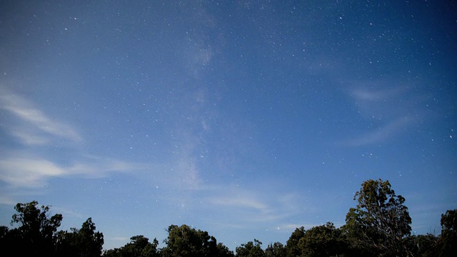 T/L WS LA银河和云在树上划过天空，黑夜到白天/大峡谷国家公园，亚利桑那州，美国视频素材