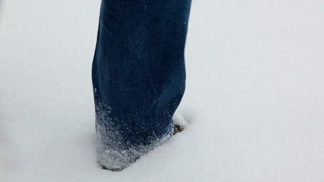 雪地里的脚印视频素材