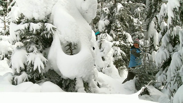 高清:女性穿着雪鞋走视频素材