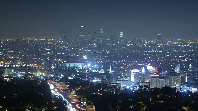 T/L WS HA洛杉矶夜景/美国加州视频素材