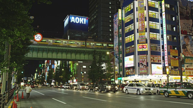 日本东京东京秋叶原电力区的中央多里大桥上的WS JR中央线铁路视频素材