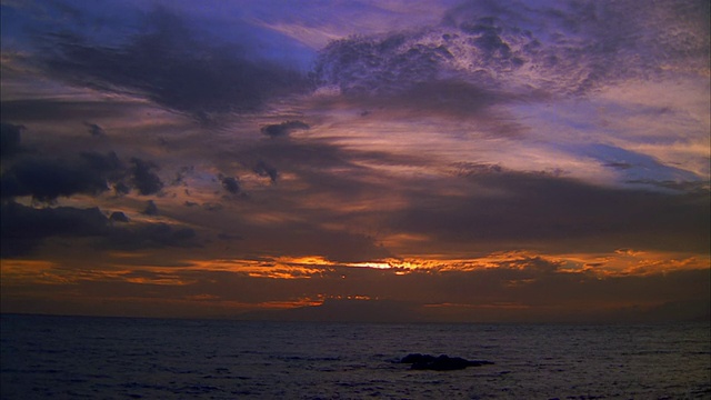 瞧，海面上的夕阳在云后视频素材