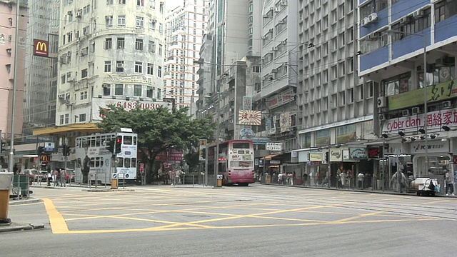 中国香港湾仔庄士敦道轩尼诗道的交通情况视频素材