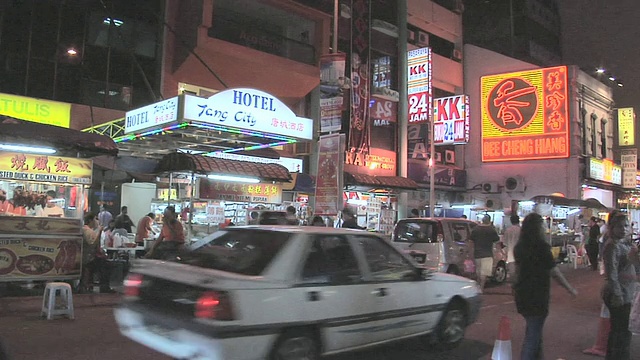 马来西亚程洛克/吉隆坡街夜间场景视频素材