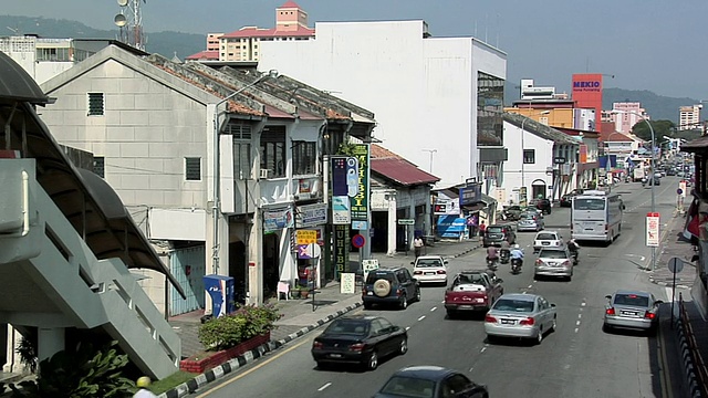 马来西亚槟城Jalan Burma街/ George Town的WS交通视频素材