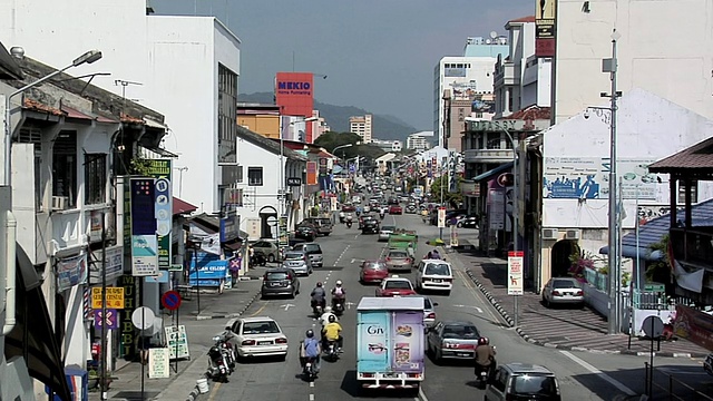 马来西亚槟城Jalan Burma街/ George Town的WS交通视频素材