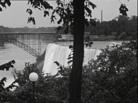 1938年7月美国纽约尼亚加拉大瀑布蒙太奇黑白黑白视频素材