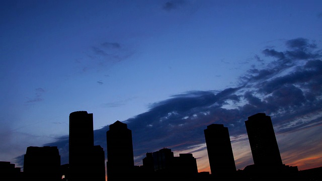 Boston Harbor Skyline Sunset Time Lapse彩色全云HD1080p24fps视频素材