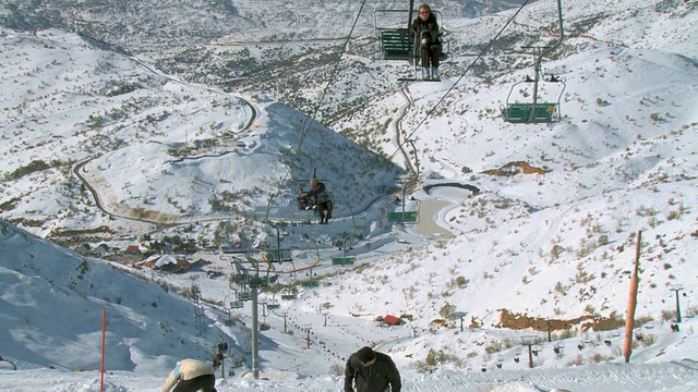 冬季黑门山滑雪缆车/黑门山，上加利利，以色列视频素材