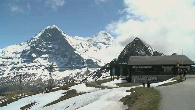 MÃ¤nnlichen和Eiger North Face山/ Grindelwald，伯恩斯阿尔卑斯山，瑞士视频素材