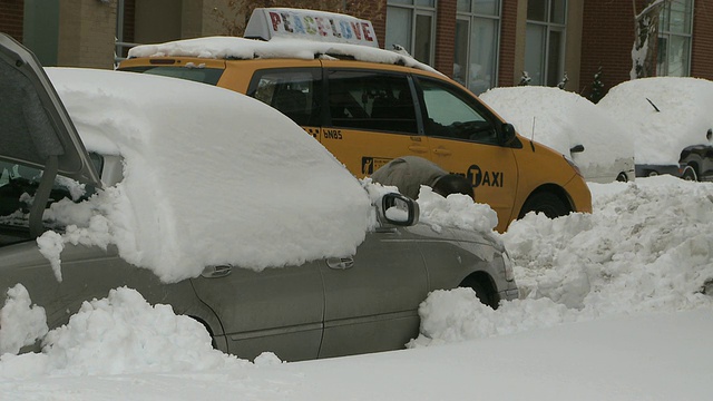 曼女士铲雪/纽约，纽约，美国视频素材