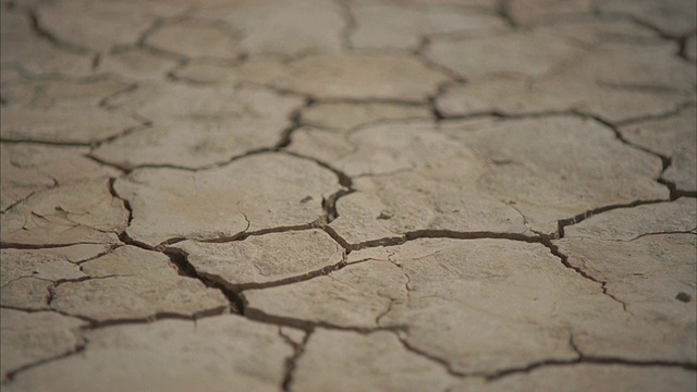 干旱沙漠地面上的裂缝/莫哈韦沙漠，美国加州视频素材