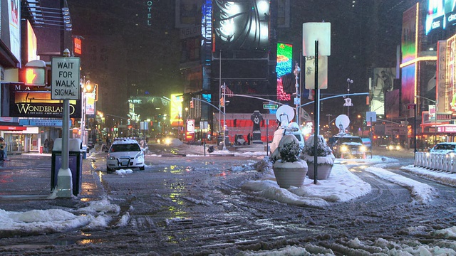 时代广场暴风雪期间视频素材