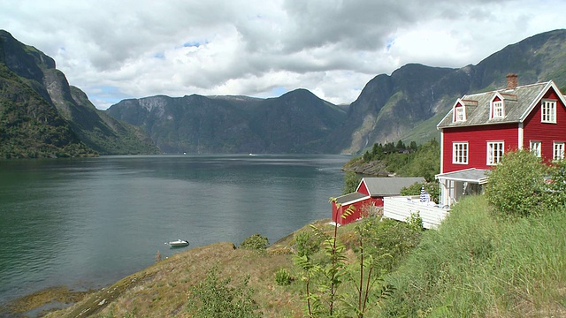 挪威的Sogn - fjord / Aurlandsvange, Sogn og Fjordane视频素材