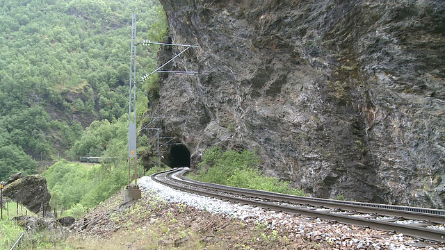 WS View of FlÃ¥msbana railway / FlÃ¥m,Sogn og Fjordane，挪威视频素材