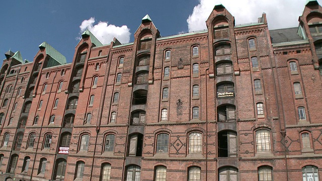 德国汉堡，Speicherstadt(仓库区)的WS PAN视图视频素材