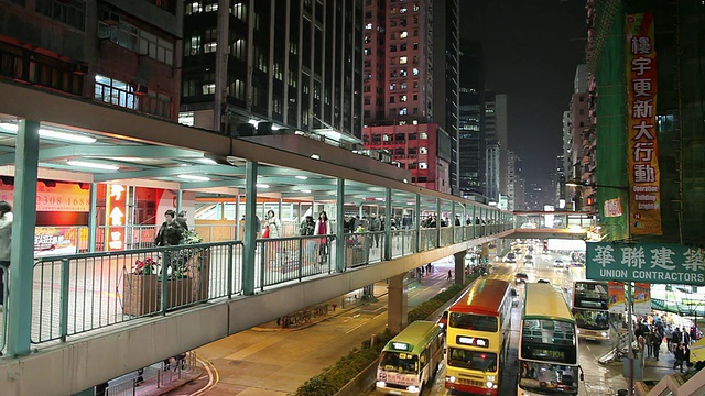 晚上繁忙的市中心街道/中国香港视频素材