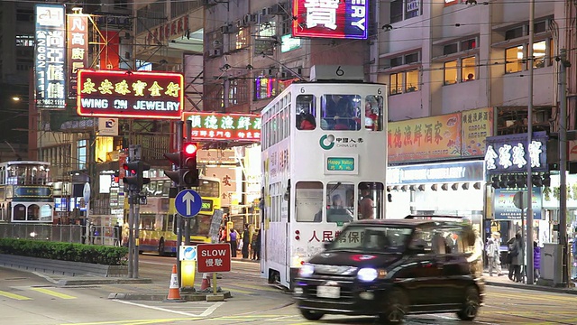 晚上繁忙的市中心街道/中国香港视频素材