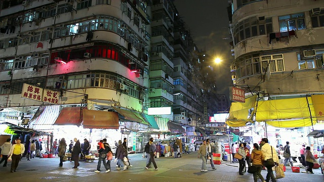 WS TD晚上繁忙的街道/中国香港视频素材