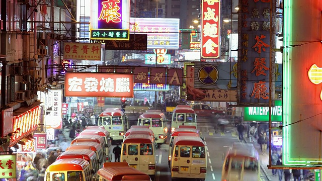 T/L WS HA ZO交通繁忙的夜景/中国香港视频素材