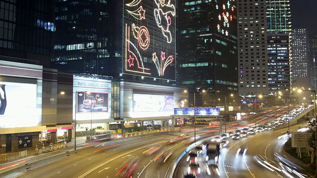 T/L WS HA ZO交通繁忙的夜景/中国香港视频素材