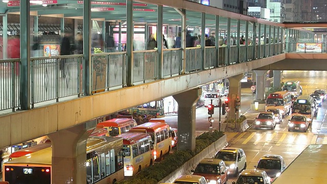 T/L WS HA ZO交通繁忙的夜景/中国香港视频素材