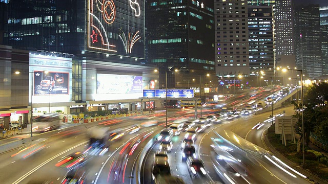 T/L WS HA繁忙交通的夜景/中国香港视频素材