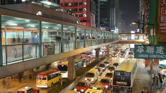 T/L WS HA ZI夜街景，繁忙的交通/香港，中国视频素材