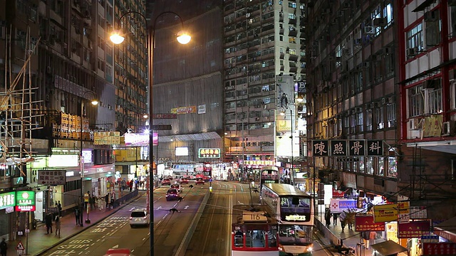 WS HA TD夜间交通的街景/中国香港视频素材