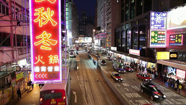 WS HA夜晚的街景/中国香港视频素材