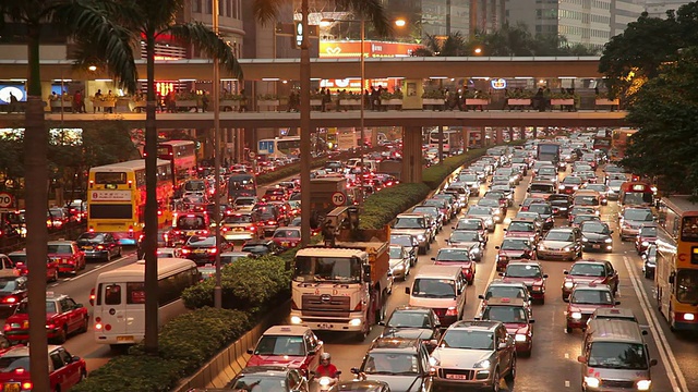 WS HA傍晚市中心高速公路交通繁忙/中国香港视频素材